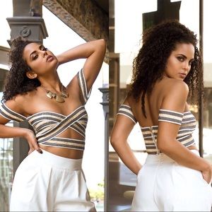 Striped Heart Shape Crop Top